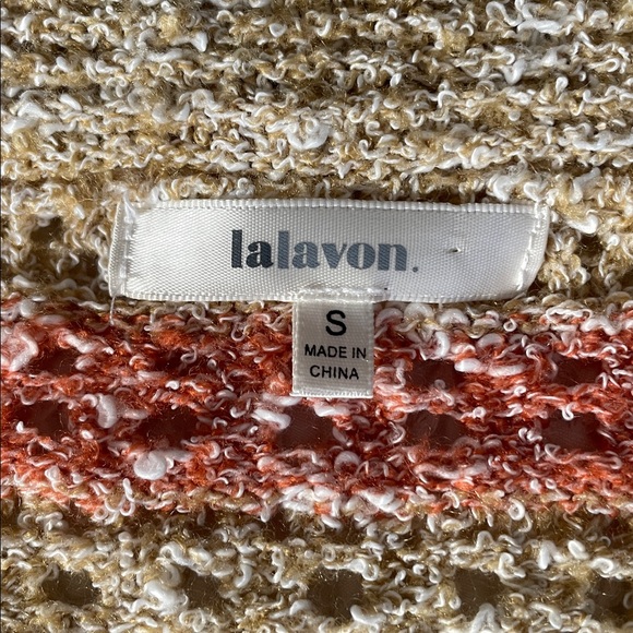 LALAVON Boxy Crop V-Neck Short Sleeve Open Knit Multi Color Sweater Top Size S - Picture 8 of 10